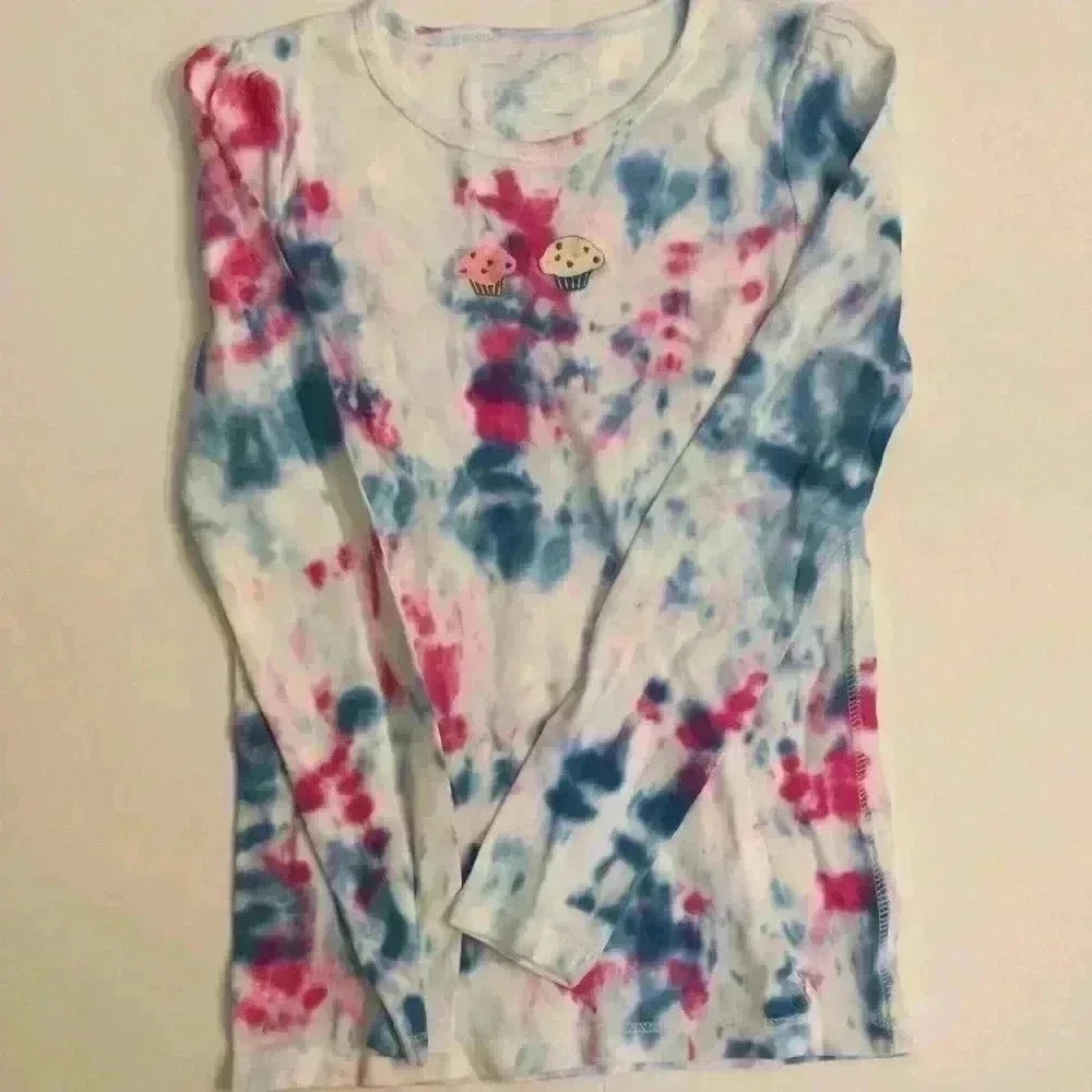 Cupcake tie dyed Long sleeve T-shirt girls XL